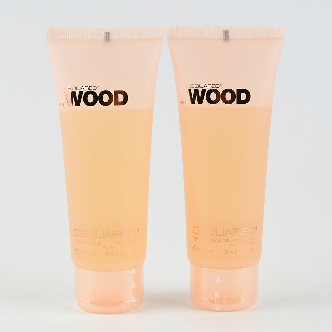 2x Dsquared² She Wood Body Wash Gel 100 ml Bade und Duschgel Shower Gel for Woman