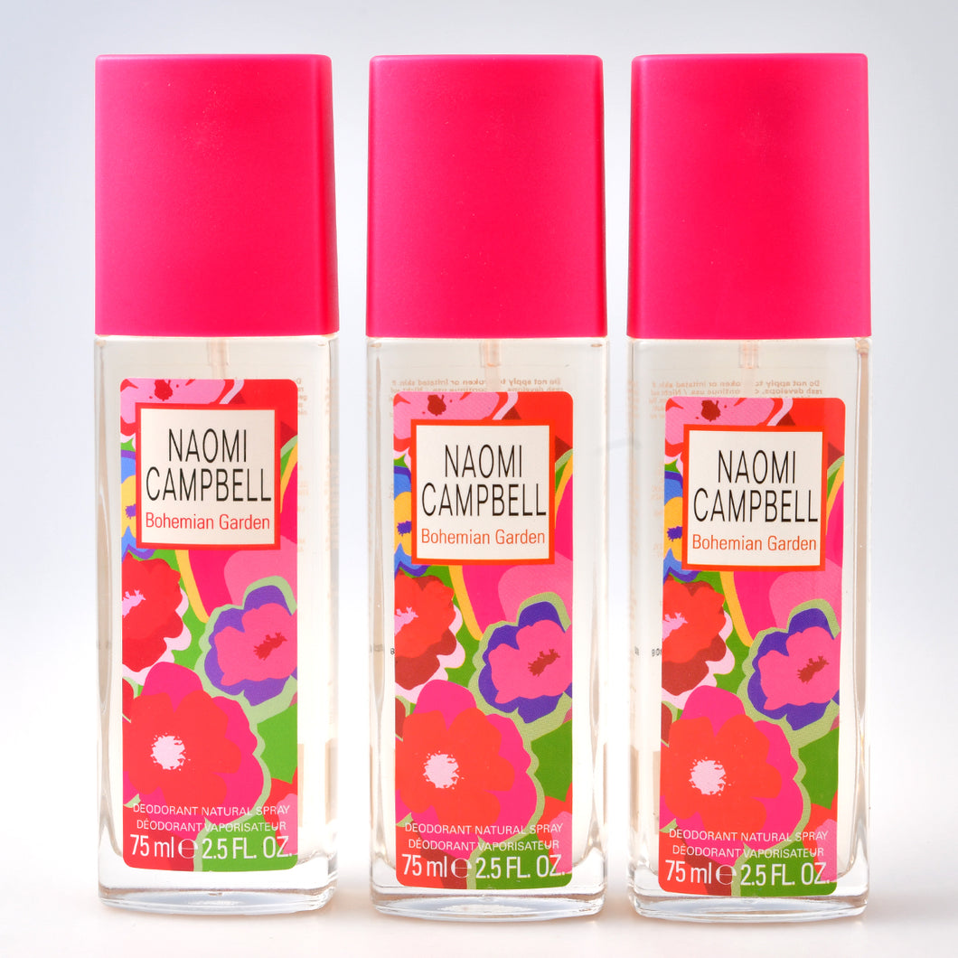 3 x Naomi Campbell Bohemian Garden Deodorant Spray / Deo Spray 75 ml = 225 ml