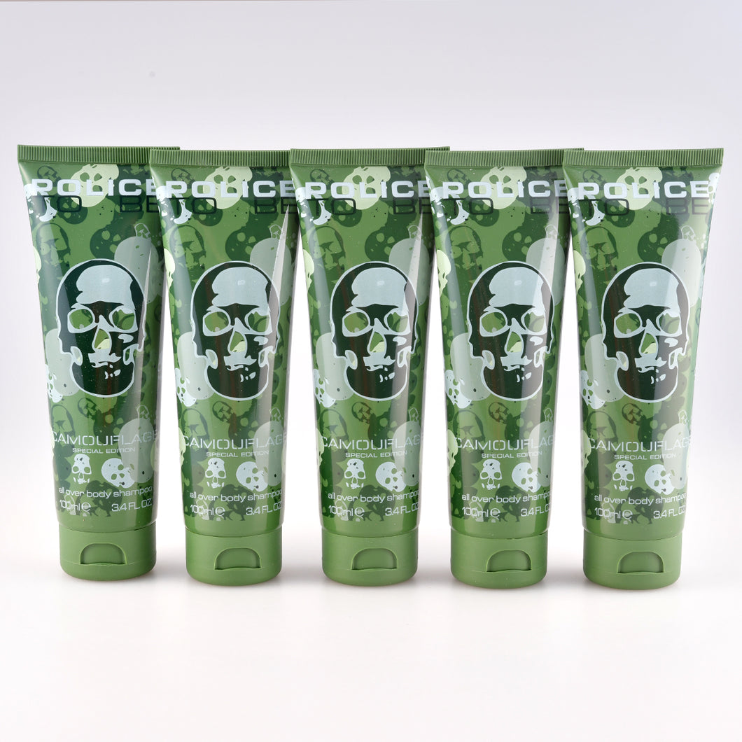 5 x Police to Be Man Camouflage 100 ml Spezial Edition Shower Gel / Duschgel = 500 ml